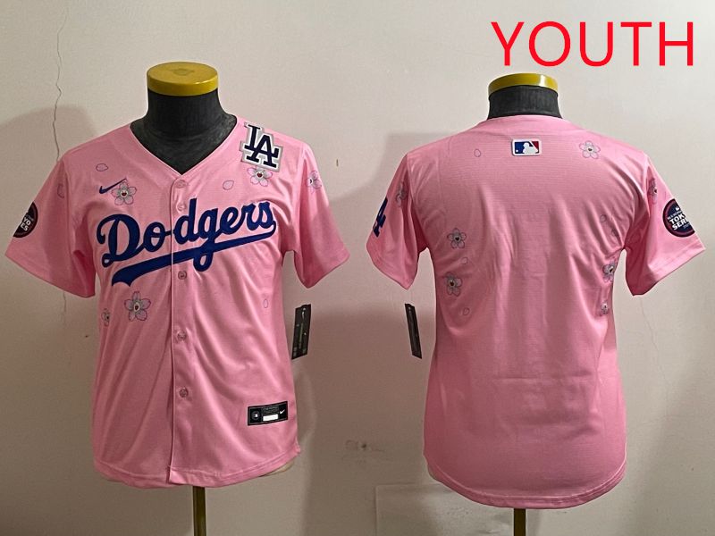 Youth Los Angeles Dodgers Blank Pink Sakura Edition 2025 Nike MLB Jersey style 5
